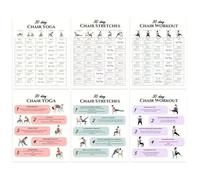 Chair Yoga - Tabella di allenamento di 30 giorni, 6 pezzi, forniture per yoga, materiale in carta robusta, adatta ai viaggi e guida agli esercizi mattutini, adatta per principianti, palestra, atleti