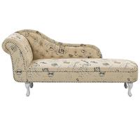 Chaise Longue Beige con Stampa Versione Sinistra Stile Chesterfield
