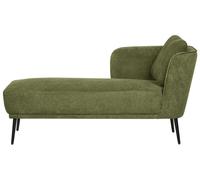 Chaise longue con cuscino verde scuro in tessuto bouclé lato destro Artheze