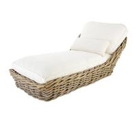 Chaise longue da giardino in rattan e cuscini écru