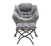 Chaise longue ergonomica Lazy con braccioli poggiapiedi e tasche laterali, sedia da lettura in flanella, struttura in acciaio, sedia relax per soggiorno e camera da letto