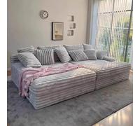 Chaise longue extra large extra large con rivestimento in velluto a coste per seduta profonda accogliente angolo lettura per camera da letto, soggiorno e ufficio, beige, 220 x 170 x 80 cm