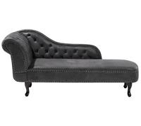 Chaise Longue in Ecopelle Scamosciata Grigio Scuro Versione Sinistra