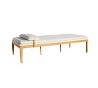Chaise longue in rovere e tessuto crema Alba