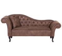 Beliani Chaise Longue Versione Sinistra Ecopelle Marrone Chiaro Stile Chesterfield