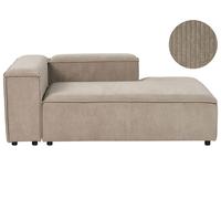 Chaise longue in velluto a coste poliestere tortora lato destro gambe nere imbot
