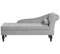 Chaise Longue in Velluto Grigio Chiaro con Box Contenitore Gambe Nere Pessac