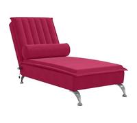 Chaise Longue Massaggiante Rosso Vino Velluto con Cuscino cervicale e Funzione Vibrazione Imbottita Ergonomica Ideale per Soggiorno, Ufficio e Angolo di Lettura, Relax e Relax