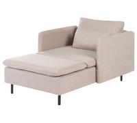 Beliani Chaise longue moderna in tessuto, imbottita con cuscini beige Egeirs