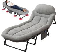 Chaise longue portatile, lettino pieghevole leggero per dormire, supporto da 8 piedi, lettino da campeggio regolabile con materasso per piscina, spiaggia, patio, prato, prendere il sole 66 * 200cm