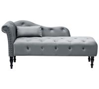 Chaise longue retrò a sinistra in velluto con cuscino Grigio Ivry