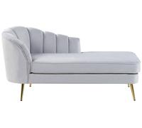 Chaise Longue Sinistra in Velluto Grigio Chiaro e Gambe Dorate Allier