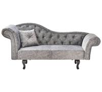 Chaise Lounge retrò a sinistra in velluto con cuscino Grigio Lattes II