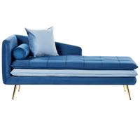 Chaise Lounge Sinistra Ble e Azzurra Trapuntatura a Bottoni Gonesse