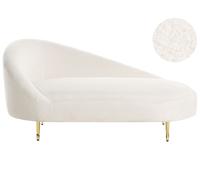 Chaise Lounge sinistra in bouclé Tappezzata con gambe dorate Design moderno Bian