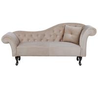 Beliani Chaise Lounge Stile Retrò Vintage Lato Destro Velluto Beige