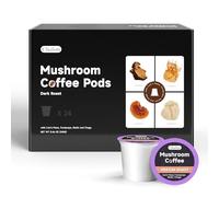 Chaism Cialde di caffè ai funghi, caffè arabo con criniera di leone, cordyceps, reishi, chaga per concentrarsi e aumentare l'energia, senza zucchero, senza grassi (24 conteggi, tostatura scura)