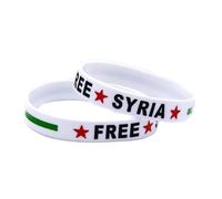 CHAKAE 2pcs Siria Braccialetti Del Silicone Bandiere Siriane Braccialetti di Gomma Accessori Per Gli Uomini E Le Donne Sostenere La Pace Affari Internazionali Gioielli, Misura unica, come descritto