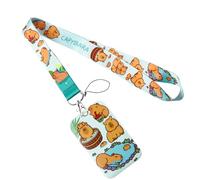 CHAKAE Capybaras Cordini con portachiavi a forma di animale dei cartoni animati, bellissimo cordino da collo, porta badge per studenti e ragazze