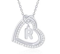 CHAKAE Collana alla moda con ciondolo a forma di cuore con zirconi tempestati con iniziali personalizzate per stili unici Espressione Indossare Collana dichiarazione del partito, C, come descritto