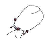 CHAKAE Collana gotica in lega con zircone rosso e nappe nere gioielli alla moda per gli appassionati di moda accessori da strada