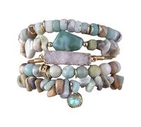 CHAKAE Elegante accessorio fatto a mano perline pietra texture gioielli da polso moda adatto per migliorare la forza di volontà colorato impilamento, Misura unica, come descritto