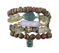 CHAKAE Elegante accessorio fatto a mano perline pietra texture gioielli da polso moda adatto per migliorare la forza di volontà colorato impilamento, Misura unica, come descritto