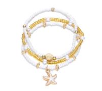 CHAKAE Elegante set di gioielli convertibile in riva al mare, collana con perline e conchiglie, cavigliera elasticizzata, accessori per gioielli alla moda, delicati sulla pelle, Misura unica, come