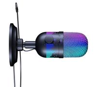 CHAKAE Microfono da gioco USB con effetti a LED per e streaming su PC, suono chiaro, microfono da gioco con cavo da 1800 mm