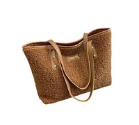 CHAKAE Pratica borsa a tracolla in peluche per il trasporto essenziale in un colore solido borse sotto le ascelle borsa per le donne alla moda città borsa morbida, Marrone, One Size