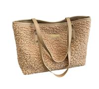 CHAKAE Pratica borsa a tracolla in peluche per il trasporto essenziale in un colore solido borse sotto le ascelle borsa per le donne alla moda città borsa morbida, cachi, One Size
