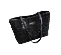 CHAKAE Pratica borsa a tracolla in peluche per il trasporto essenziale in un colore solido borse sotto le ascelle borsa per le donne alla moda città borsa morbida, Nero , One Size