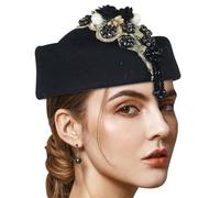 CHAKAE Vintage Fiore Baretti Cappello Per Teaparty Lana Hostess Hat Bombetta Evento Formale 1920 Roleplay Party Accessorio
