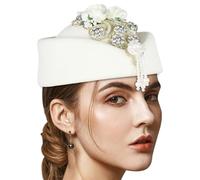 CHAKAE Vintage Fiore Baretti Cappello Per Teaparty Lana Hostess Hat Bombetta Evento Formale 1920 Roleplay Party Accessorio