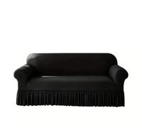 CHAKEUZND copridivano con gonna, copridivani, Copridivano con gonna 1-4 posti multicolore(Black,3Seater 190-230cm)