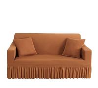 CHAKEUZND copridivano con gonna, copridivani, Copridivano e copripoltrona con gonna elastica in seersucker multicolore, diverse misure(Brown,3-seater 190-230cm)