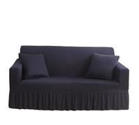 CHAKEUZND copridivano con gonna, copridivani, Copridivano e copripoltrona con gonna elastica in seersucker multicolore, diverse misure(Dark Blue,3-seater 190-230cm)