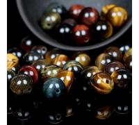 CHAKEUZND Perline di Perle finte Tinte, Perline di Pietra Rotonde sciolte Multicolore Diverse Dimensioni for la creazione Gioielli Fai da Te(Color Tiger Eye,4.0mm 88 to 91pcs)