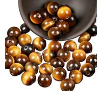 CHAKEUZND Perline di Perle finte Tinte, Perline di Pietra Rotonde sciolte Multicolore Diverse Dimensioni for la creazione Gioielli Fai da Te(Yellow Tiger Eye,10mm 36 to 37pcs)