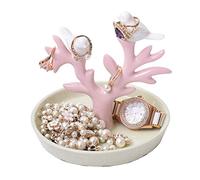 CHAKEUZND Portagioie a Forma di Albero, Supporto portagioie in Ceramica con Albero e Uccelli Multicolore(Pink)
