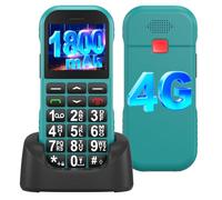 CHAKEYAKE Big Button - Telefono cellulare per anziani, 4G senza SIM, sbloccato con grande volume, batteria a lunga durata da 1800 mAh, pulsante SOS, dock di ricarica, selezione rapida, radio FM, verde