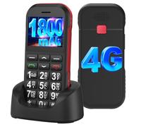 CHAKEYAKE Cellulare di base sbloccato 4G per anziani, facile da usare telefono cellulare di base con grande pulsante, grande volume, pulsante SOS, dock di ricarica, batteria a lunga durata 1800 mAh