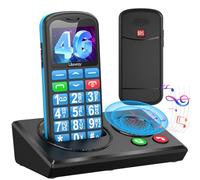 CHAKEYAKE Telefono Cellulare per Anziani 4G Senza Contratto, Cellulare per Anziani con Grandi Tasti, Bluetooth e Base di Ricarica, Volume Alto, Pulsante SOS, Chiamata Rapida, Radio FM