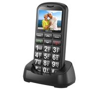CHAKEYAKE Telefono Cellulare per Persone Anziane, G180 GSM Dual Sim con Tasti Grandi e Facile da Usare | Funzione SOS | Batteria di Grande Capacità | Volume Alto | Base di Ricarica | Nero