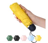Chakipee Mini Ombrello Pieghevole Portatile UV Tascabile da Viaggio Ombrelli per Attività All'aperto - Ombrello per uomo e donna, Sole e Pioggia Giallo Umbrella