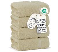 Chakir Turkish Linens Asciugamani turchi di alta qualità in 100% cotone per bagno | 4 pezzi, 4 pezzi, beige