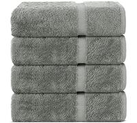 Chakir Turkish Linens | Asciugamani turchi di qualità per hotel e spa, 100% cotone, morbidi e assorbenti (4 asciugamani da bagno, grigio)