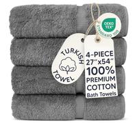 Chakir Turkish Linens Luxury Hotel & Spa 100% cotone premium asciugamani da bagno turco, 67,6 x 154 cm (set da 4, grigio)