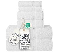 Chakir Turkish Linens Set di 6 asciugamani di lusso in cotone turco di alta qualità per spa e hotel (2 asciugamani da bagno, 2 asciugamani, 2 salviette)