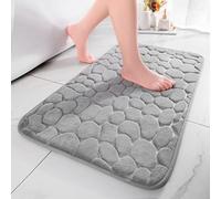 chakme - Tappeto da bagno in memory foam, assorbente per la doccia, zerbino decorativo, antiscivolo per il bagno e il soggiorno, 50 x 80 cm, grigio chiaro